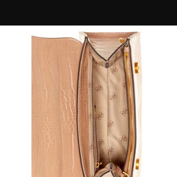 Guess Tan Satchel with Crocodile Texture and Gold Hardware - Picture 4 of 4